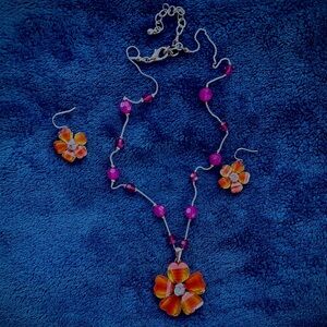 Matching floral necklace and earrings set